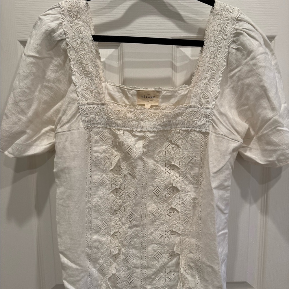 Sezane Cream Lace Blouse